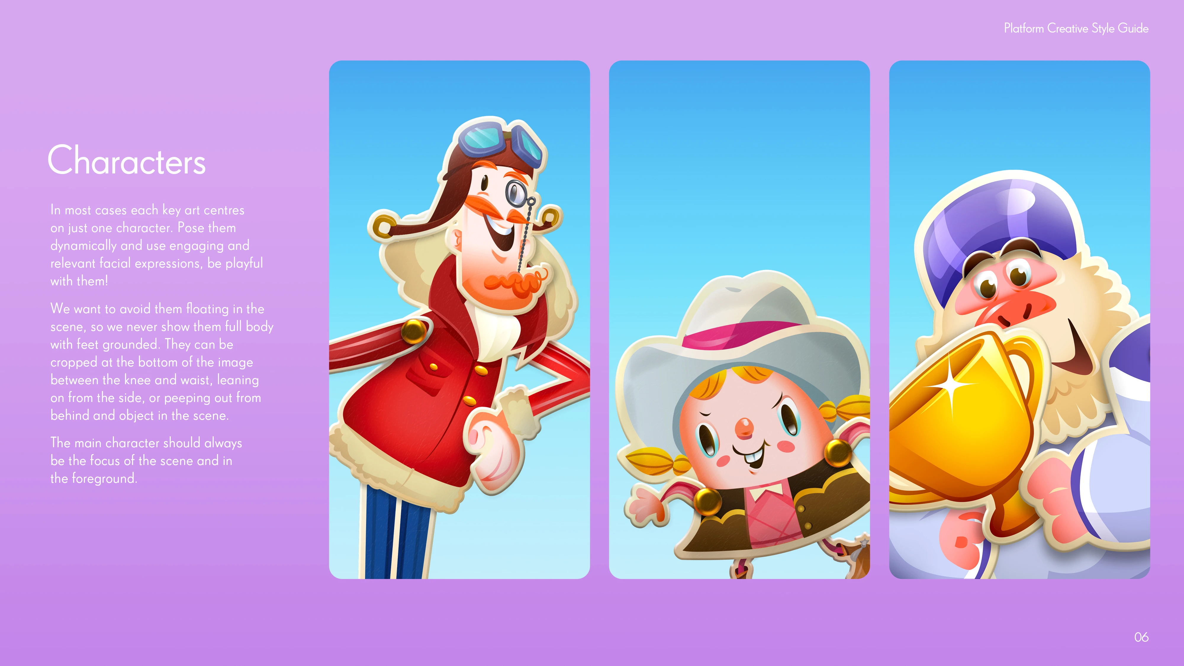 Candy Crush Event Brands Style Guide Characters Page